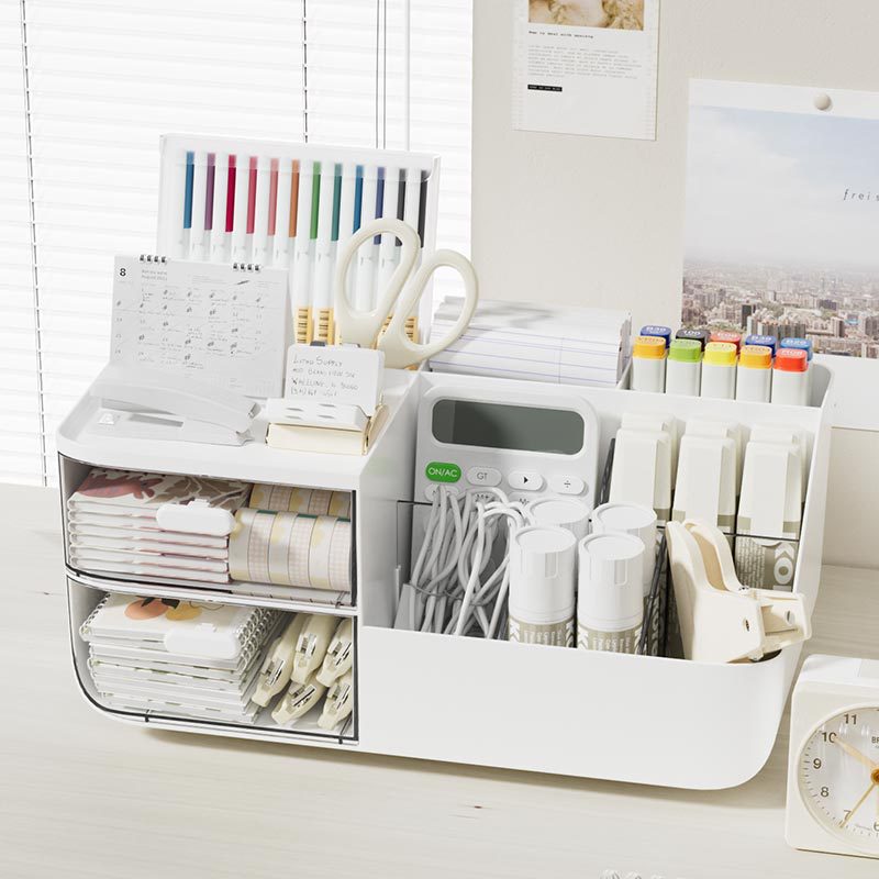 Multi-Functional Desk Organizer with Drawers and Compartments