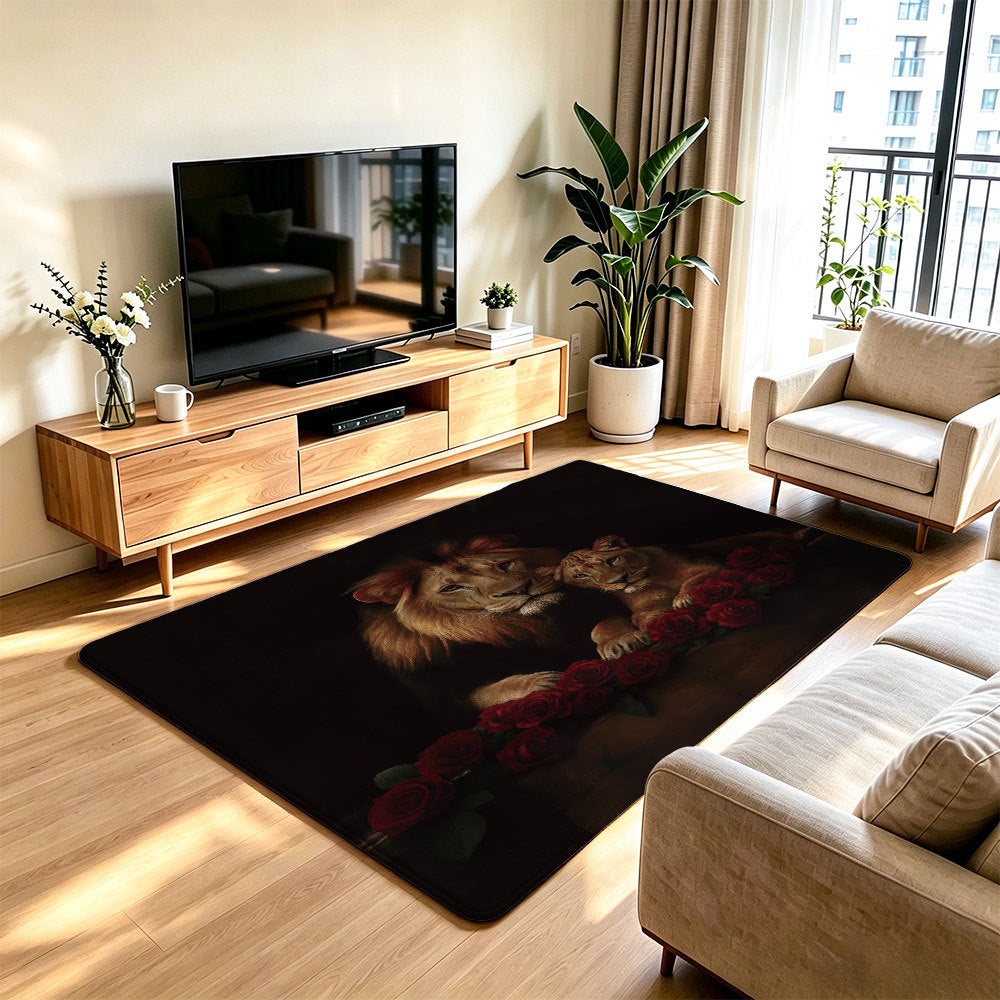 Artistic Lion Print Area Rug