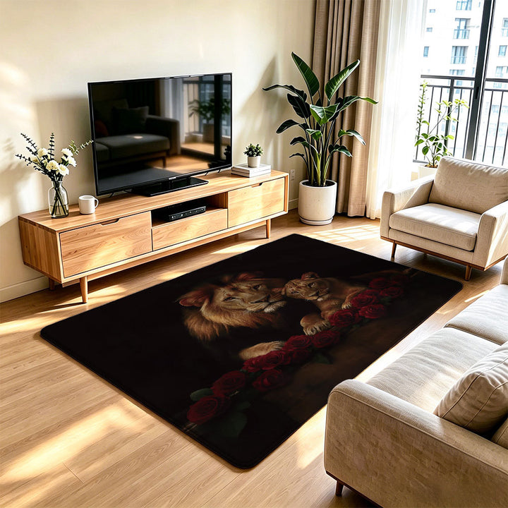 Artistic Lion Print Area Rug