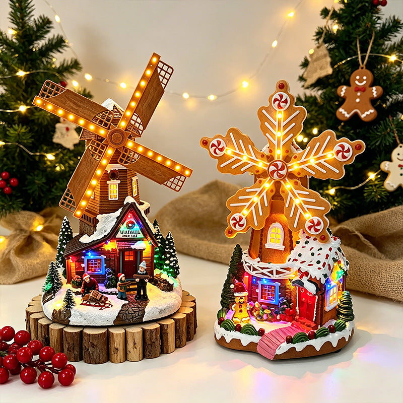 Illuminated Windmill Decor