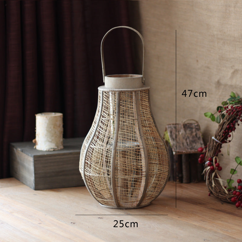 Rustic lantern made of braided natural material