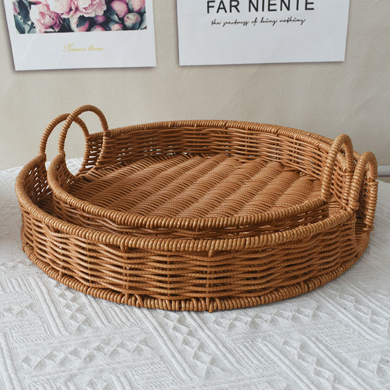 Round Rattan Serving Tray