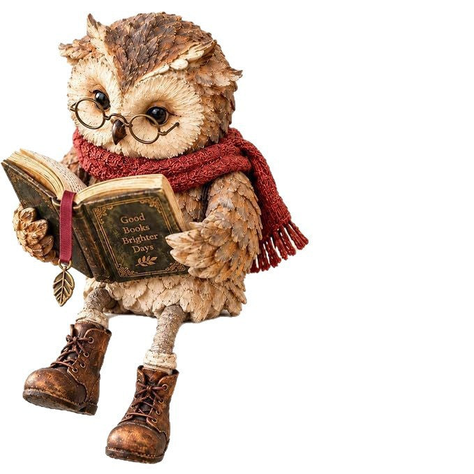 Decorative owl with book and scarf