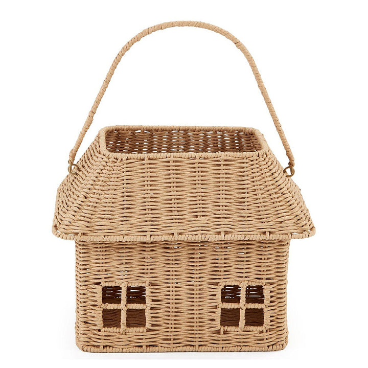 Playful storage basket in the shape of a house
