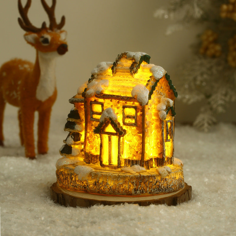 Illuminated Christmas village made of ceramic