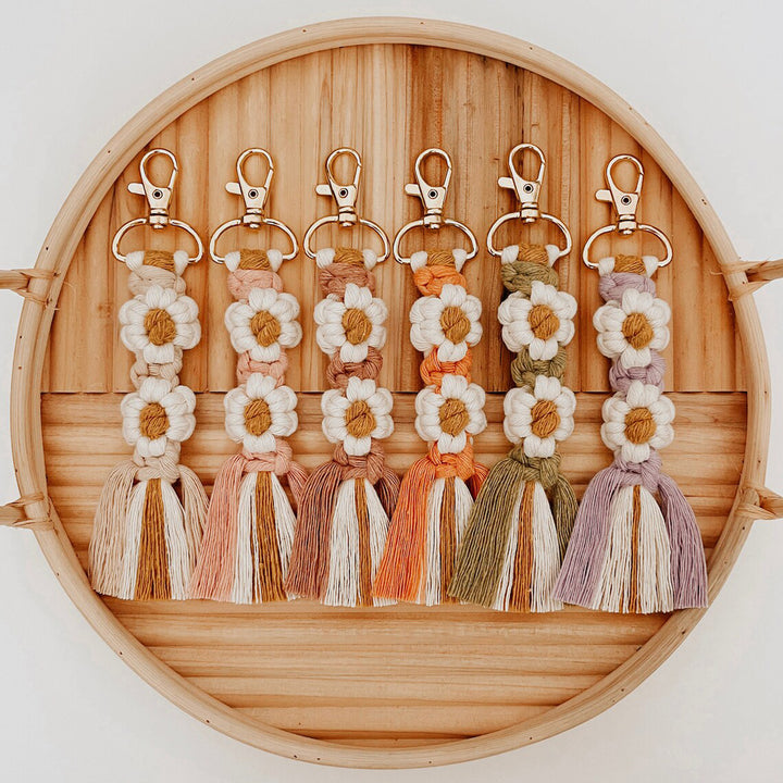 Macrame Keychain Strap with Floral Design