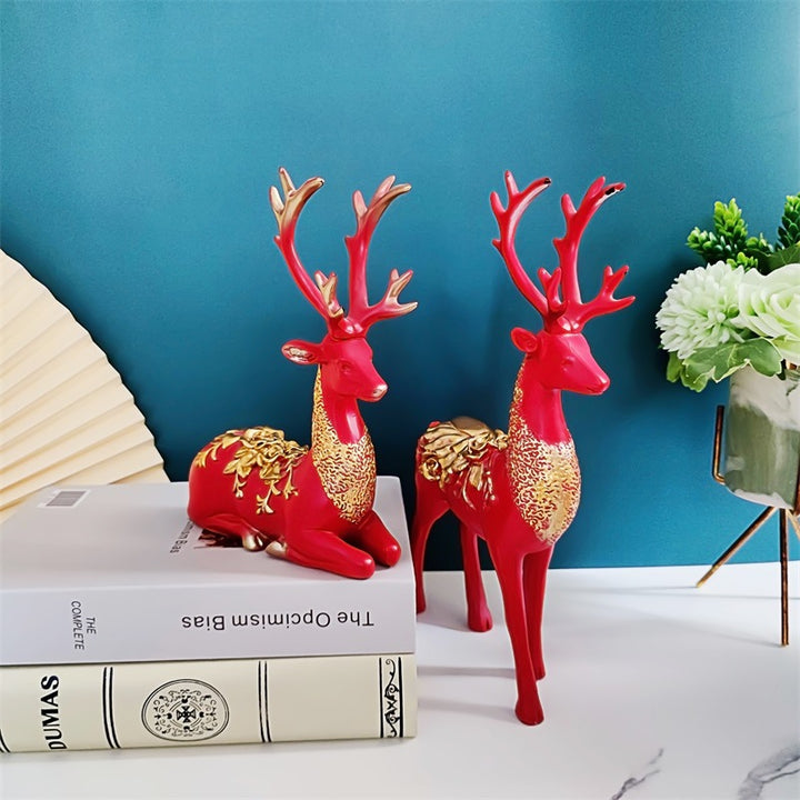 Artful decorative figure of a magnificent deer with floral details