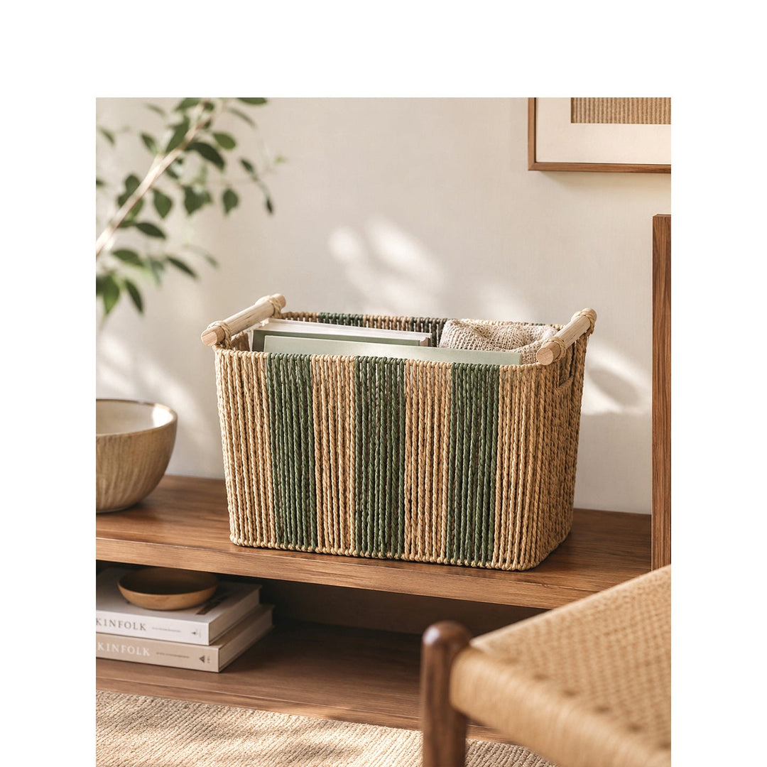 Elegant storage basket with sturdy handles