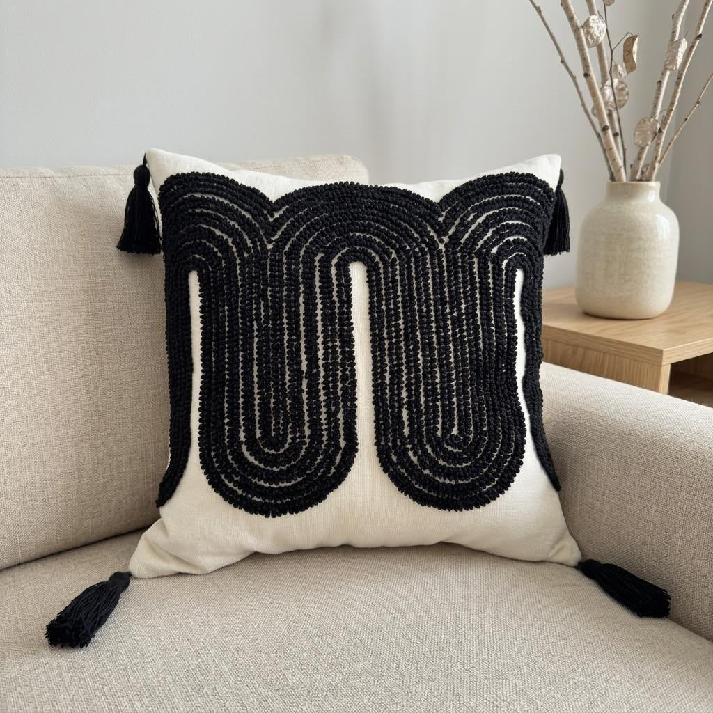 Geometric Patterned Textile Throw Pillow