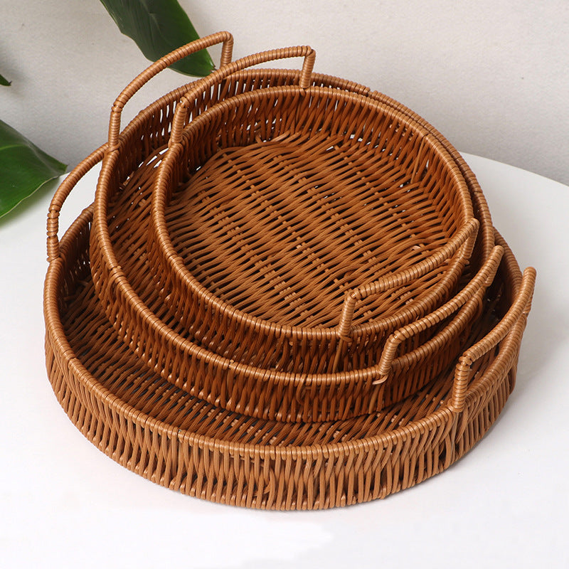 Round Wicker Serving Tray