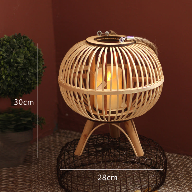 Stylish hanging lamp made of natural material