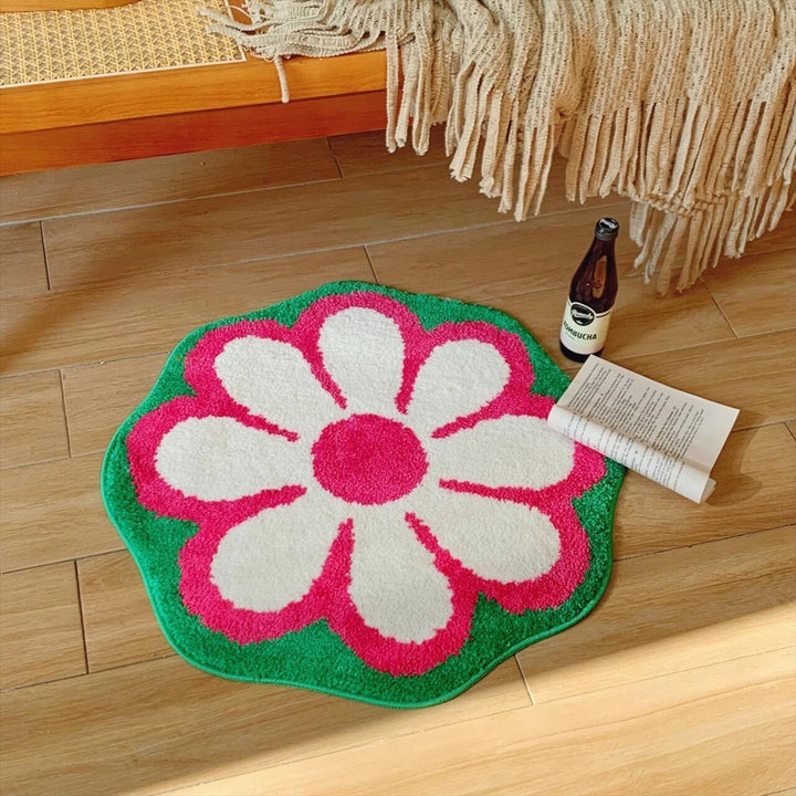 Floral Patterned Decorative Bath Mat for Bathroom