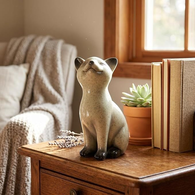 Resin statue of a cat