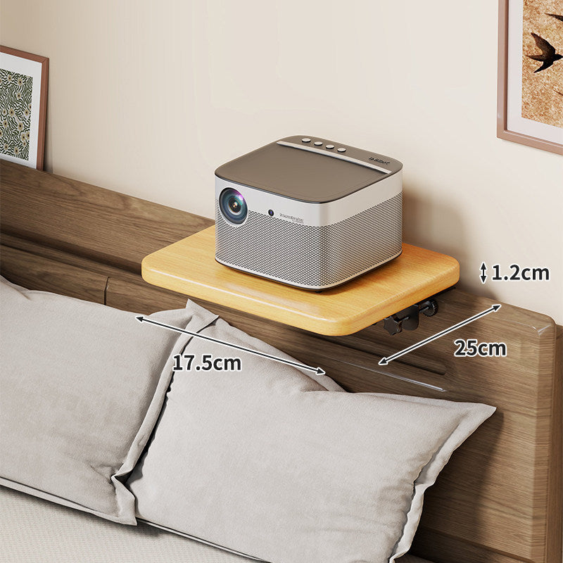 Headboard-Mounted Floating Bedside Shelf for Projectors and Devices
