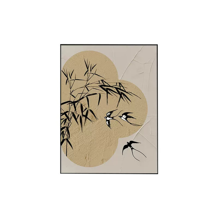 Decorative Wall Art with Bamboo and Bird Motif