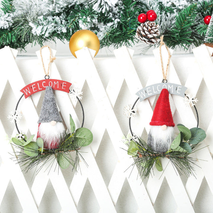 Decorative Christmas wreath with gnome motif