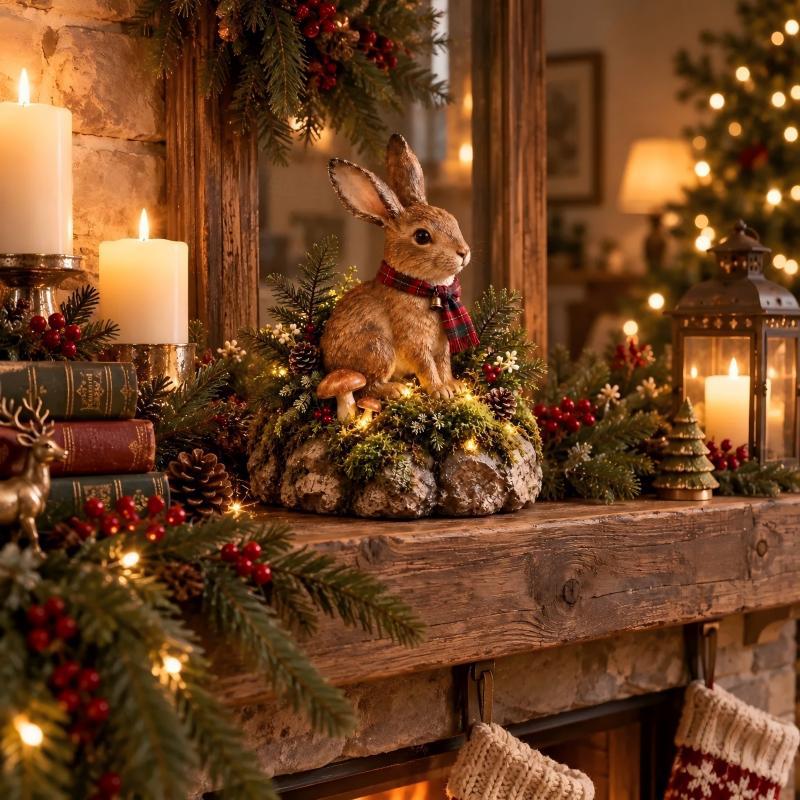 Decorative rabbit with Christmas motif