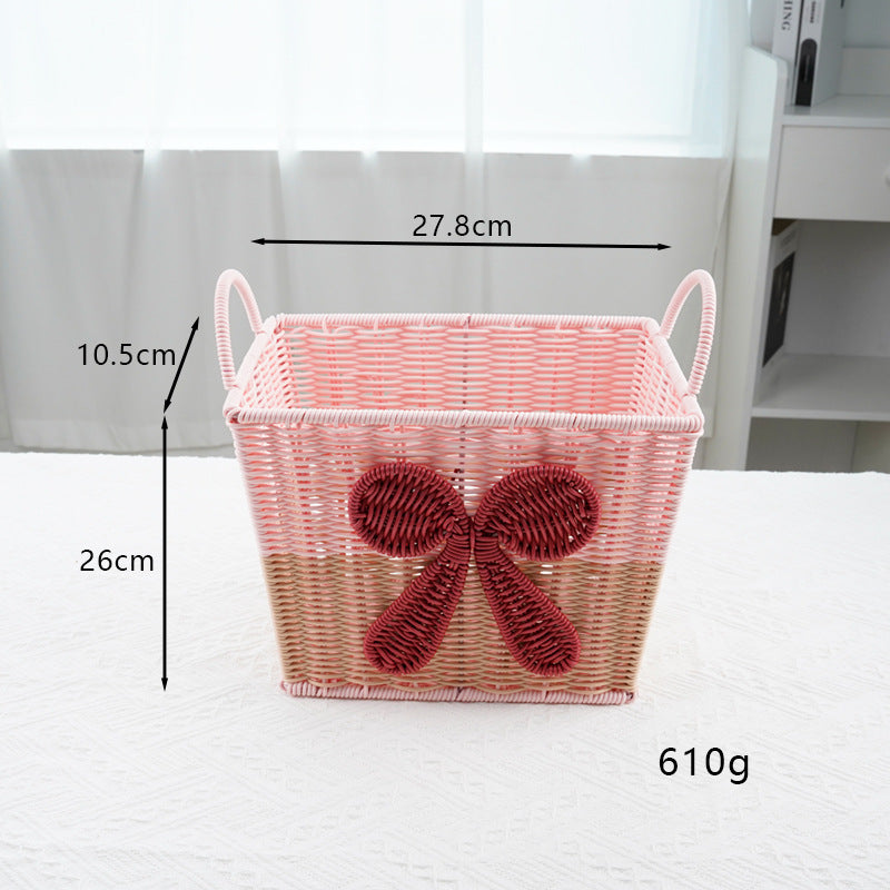 Decorative Woven Storage Basket with Bow Design