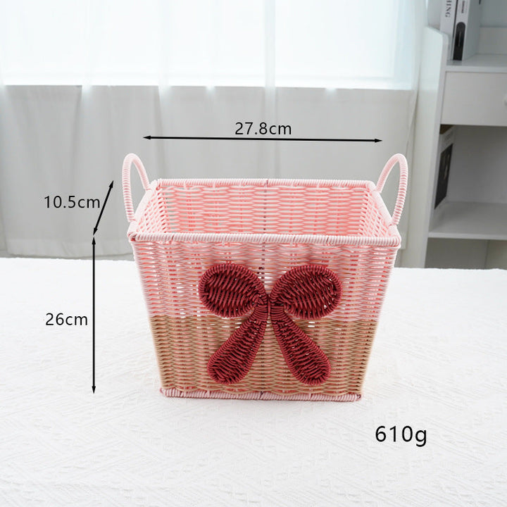 Decorative Woven Storage Basket with Bow Design