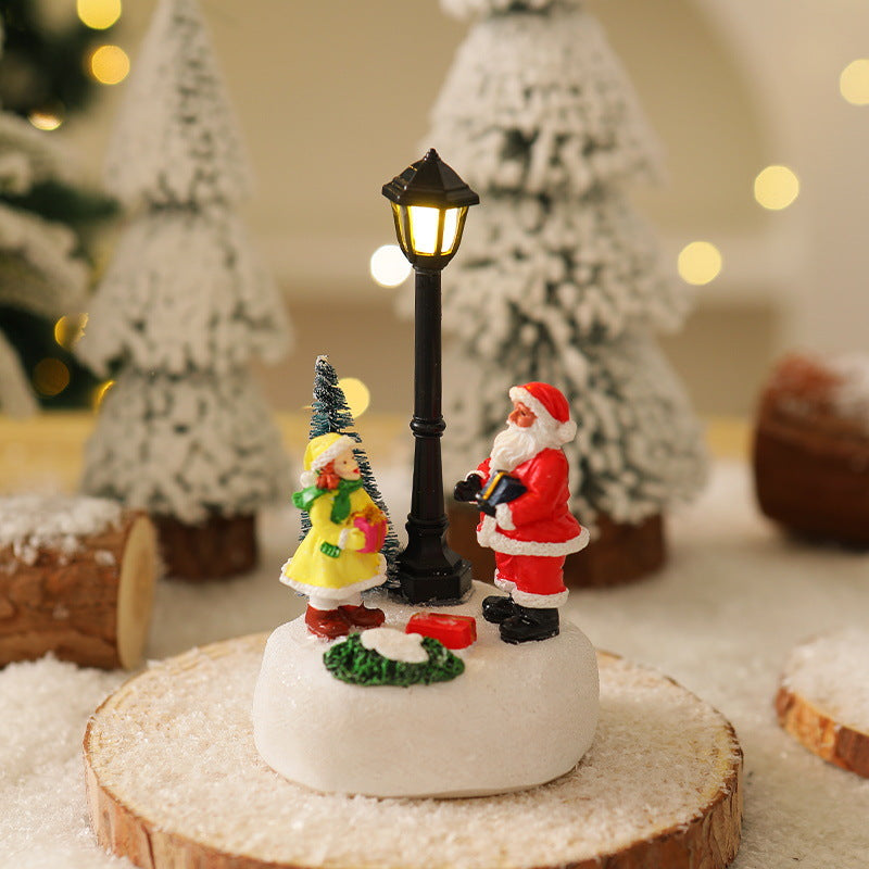 Illuminated Christmas figure with Christmas tree