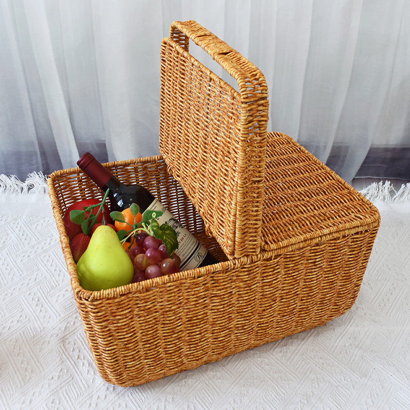 Handcrafted Natural Wicker Picnic Basket