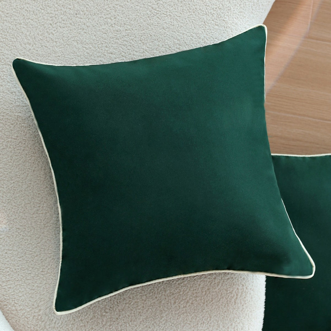 Square velvet cushion cover with fine piping and soft microvelours finish