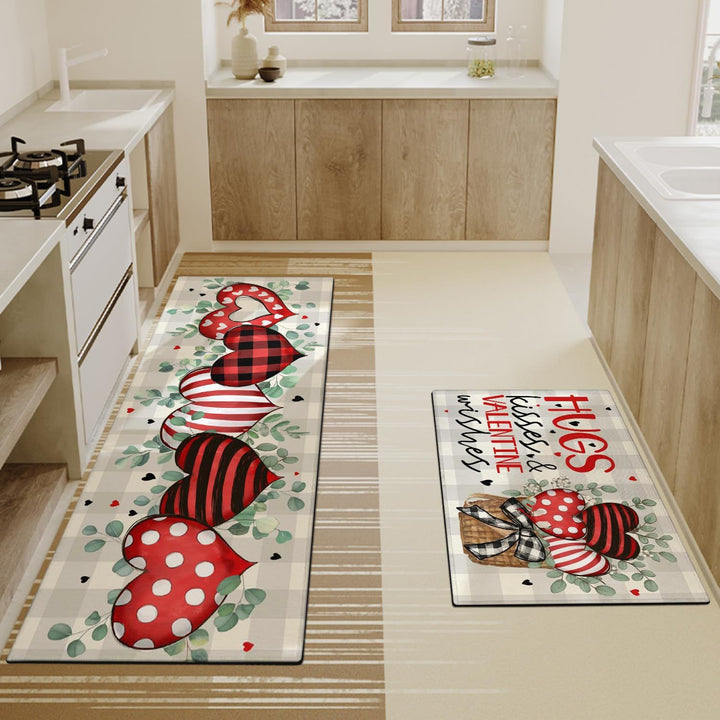 Heart-Themed Kitchen Runner Mat