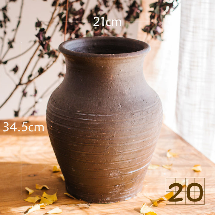 Rustic ceramic pot with handmade design