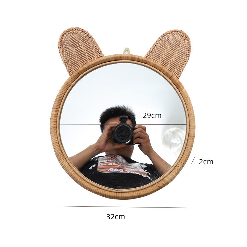 More Elegant Round Wall Mirror Made of Natural Rattan
