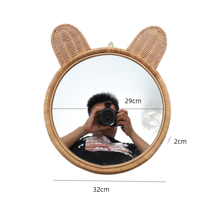 More Elegant Round Wall Mirror Made of Natural Rattan