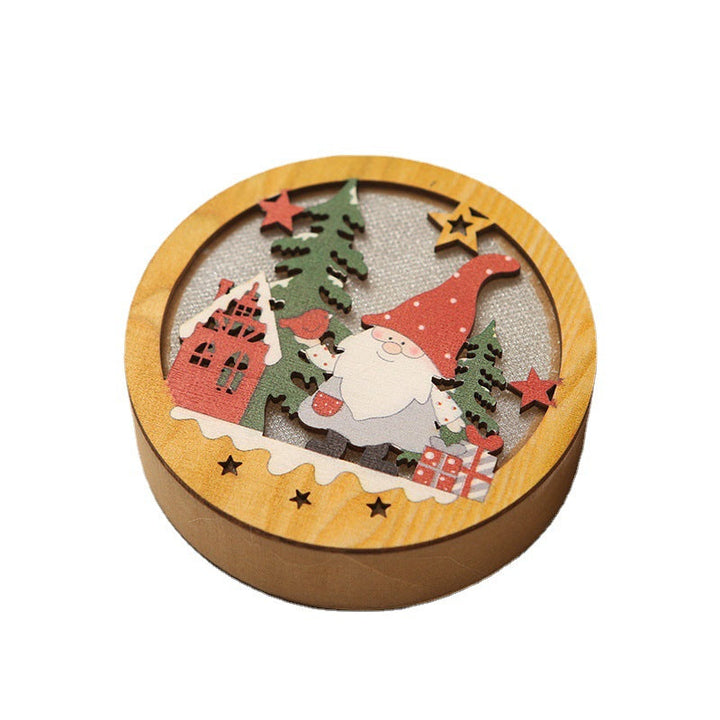 Decorative wooden star with Christmas motif