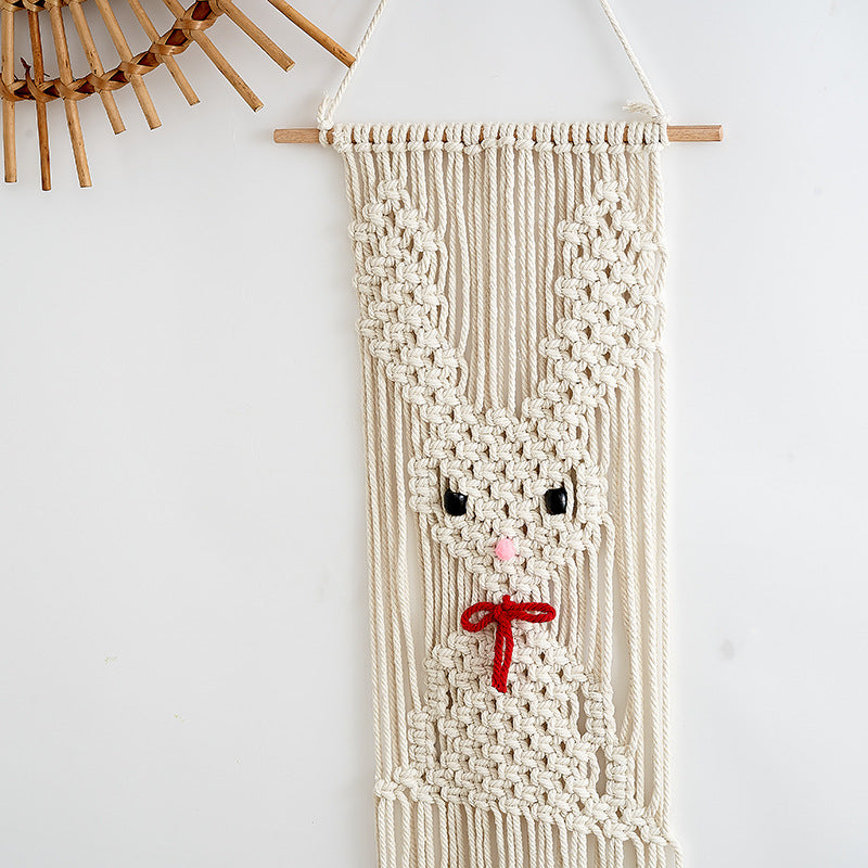 Whimsical Macramé Bunny Wall Hanging