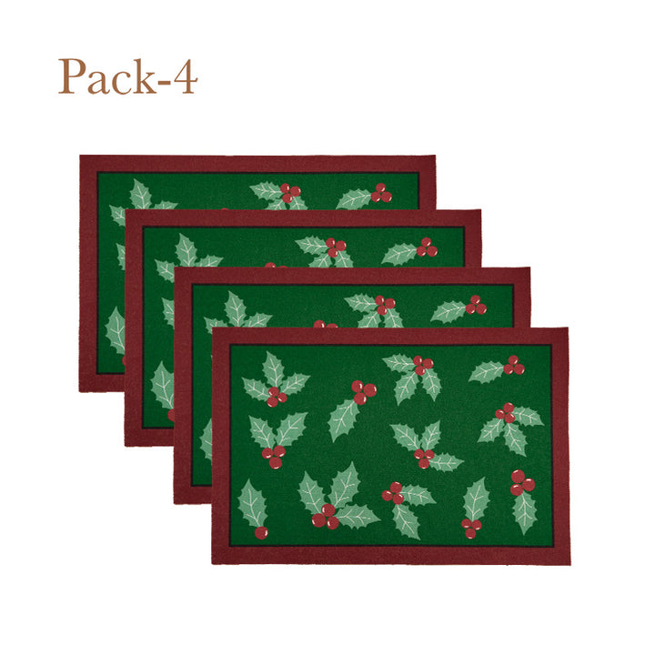 Christmas doormat with lettering and holly motif