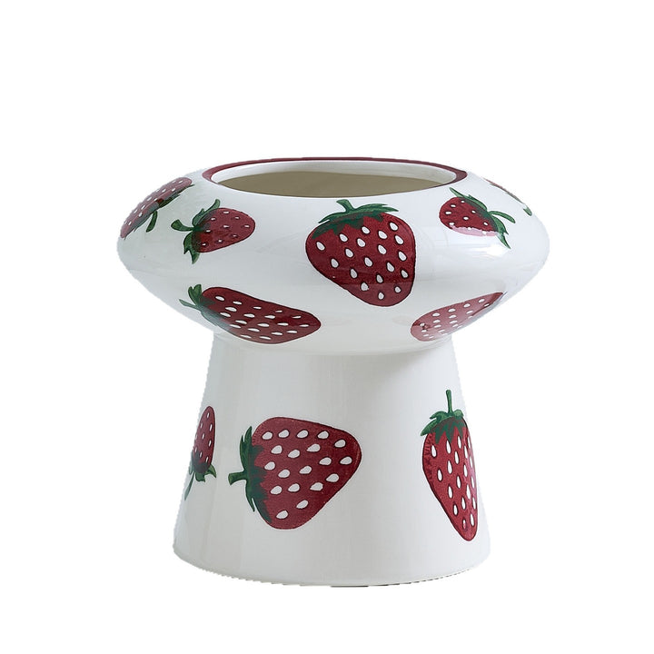Ceramic vase with strawberry pattern