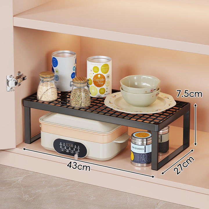 Metal Mesh Cabinet Shelf Riser with Grid Top and Open Frame for Kitchen Storage