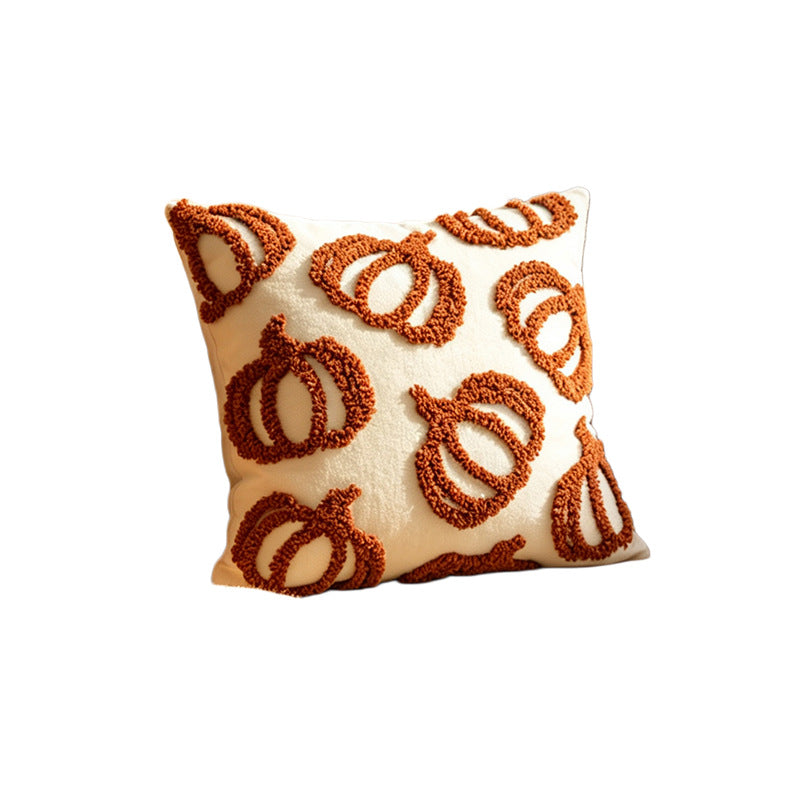 Tufted Pumpkin Chenille Square Accent Pillow Cover