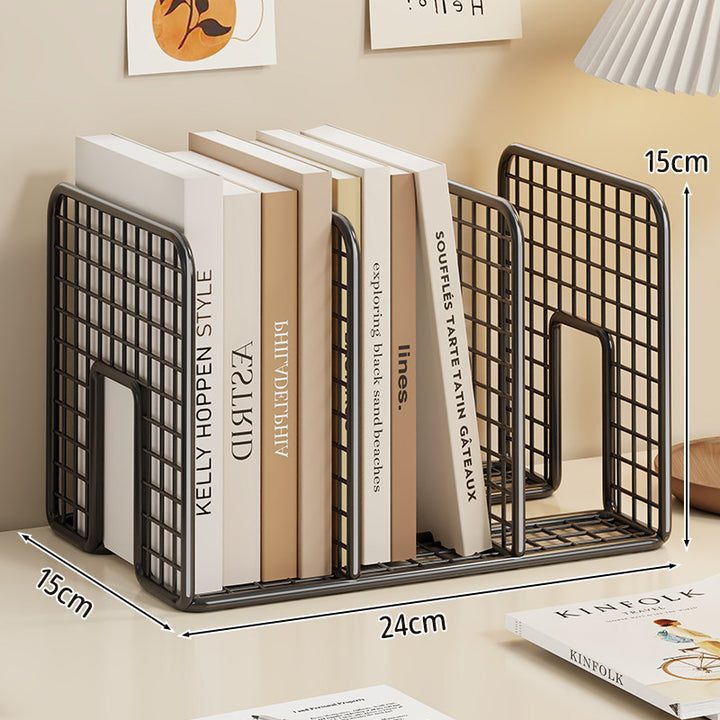 Mesh Wire Desk Book Organizer Multi-Compartment Grid Divider