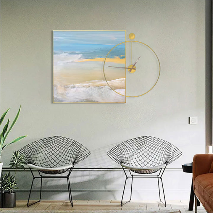 Artistic Wall Clock and Framed Abstract Artwork