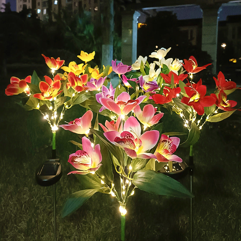 Solar-powered LED decorative flower garden stakes