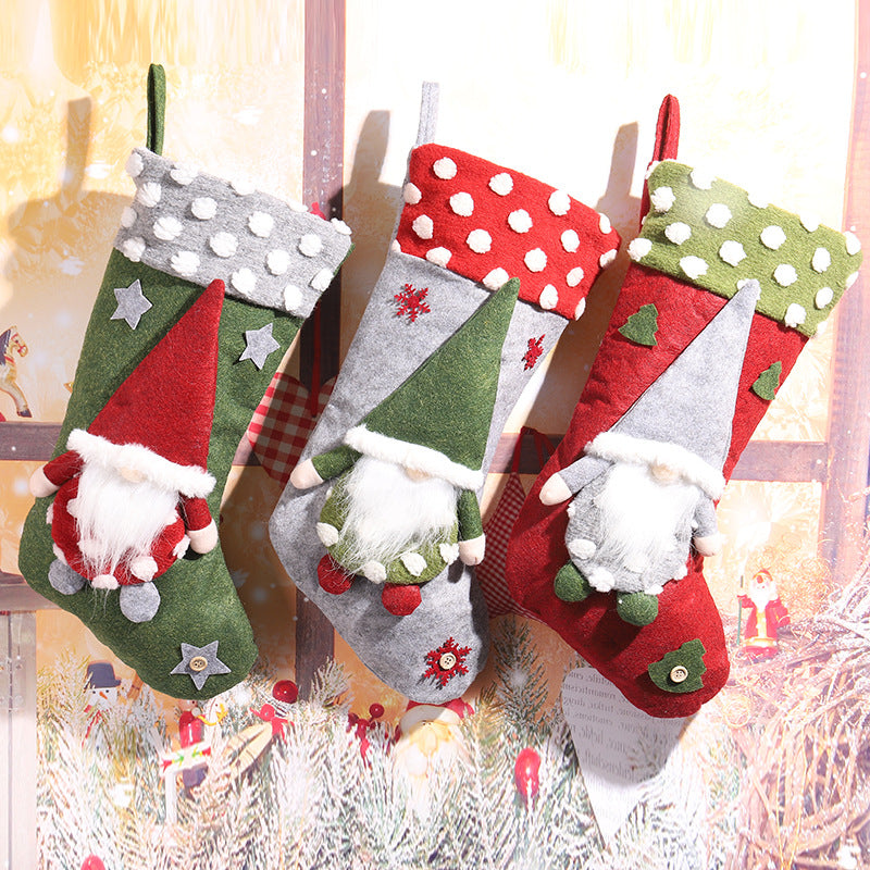 Cute Christmas stocking with gnome motif