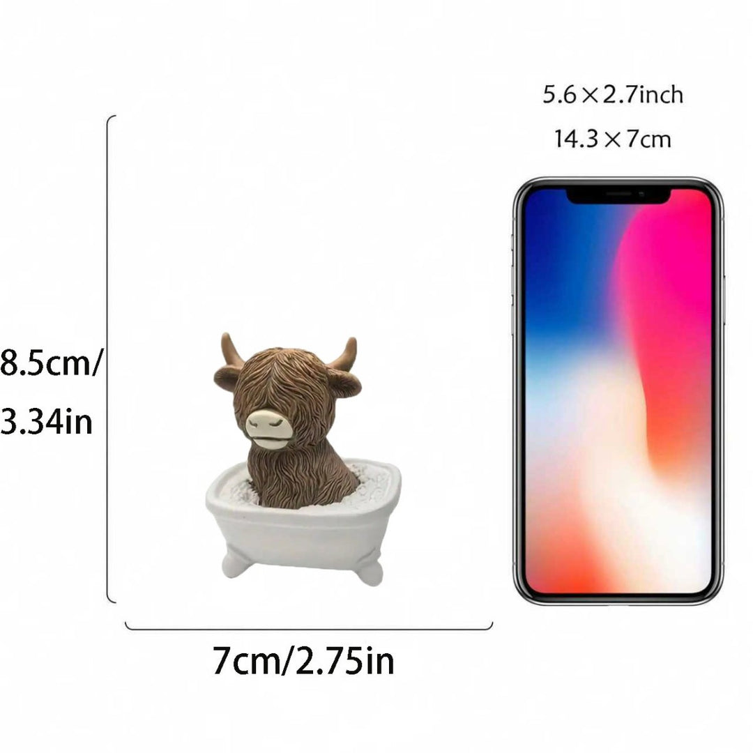 Whimsical Highland Cow Bath Figurine