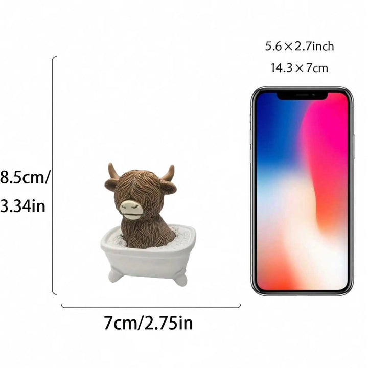 Whimsical Highland Cow Bath Figurine
