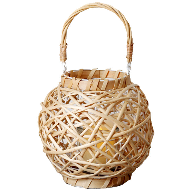Decorative lantern made of woven natural material
