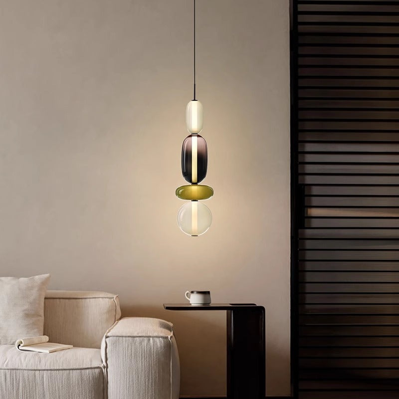 Stacked Orb Glass Pendant with Mixed Surface