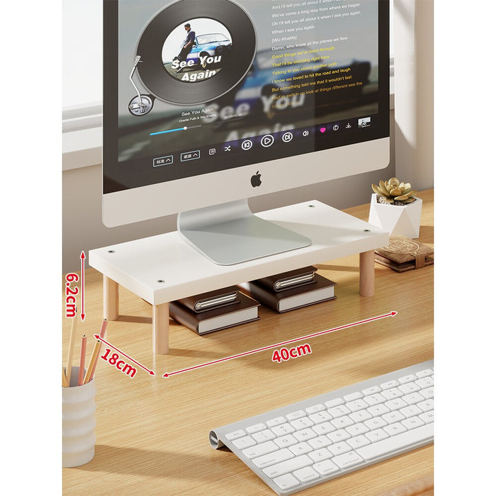 Elevated Wooden-Leg Monitor Riser with Under-Shelf Storage