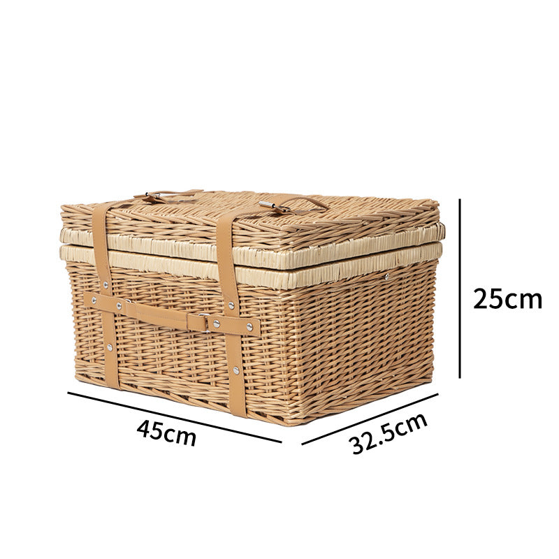 High-quality storage basket with leather handles