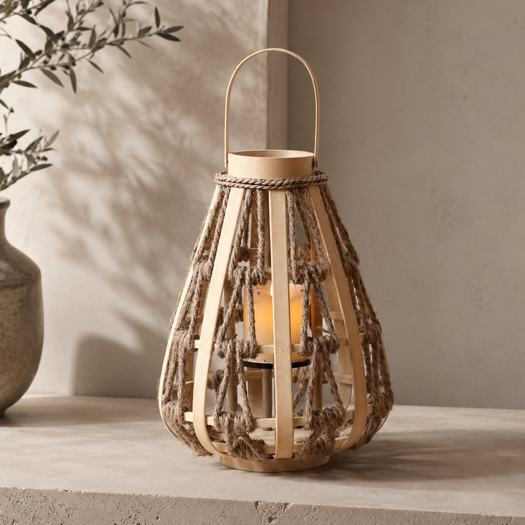 Decorative lantern made of rattan