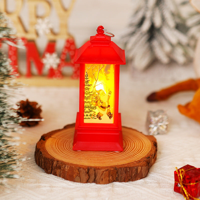 Nostalgic LED Christmas lantern with movable Santa motif