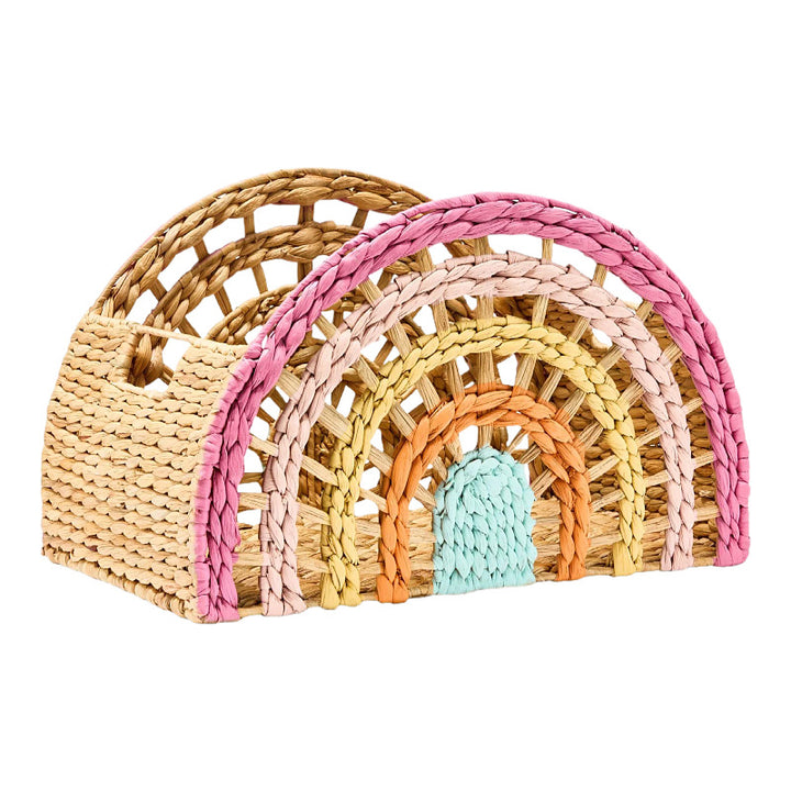 Playful storage basket in rainbow design