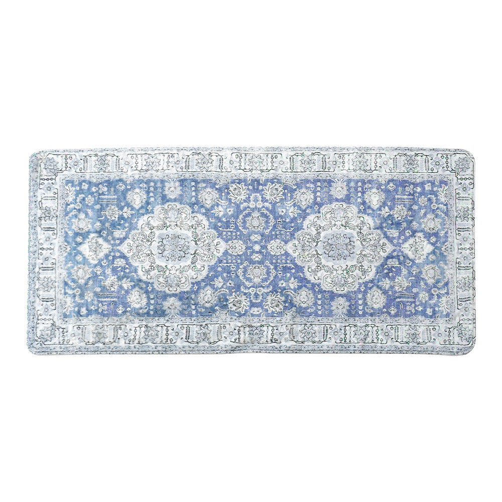 Vintage-inspired runner rug for hallway and kitchen with medallion pattern and non-slip backing
